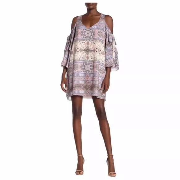 NWT PARKER Pink Cold Shoulder Mini Shift Dress XS - Picture 1 of 11